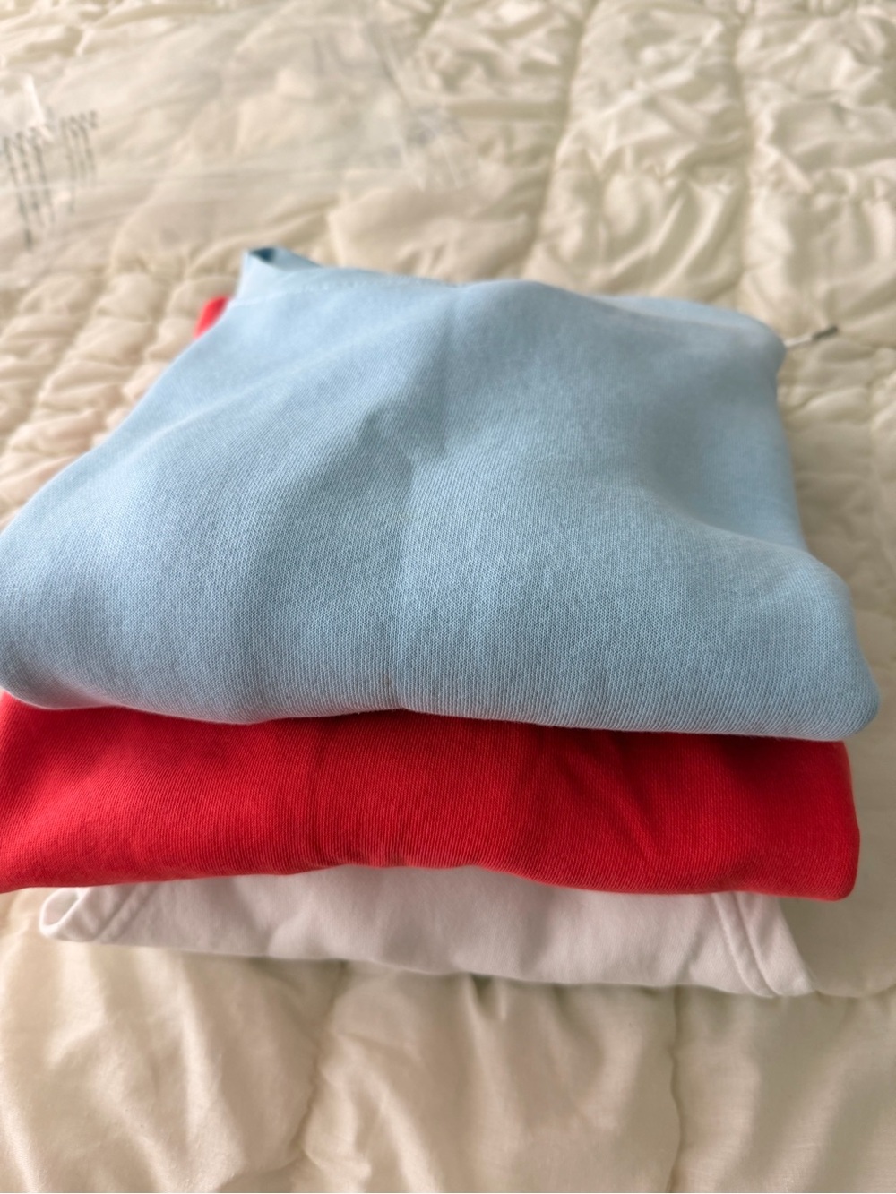 Zara Light Blue Crewneck Sweater with Red & White Layering Options